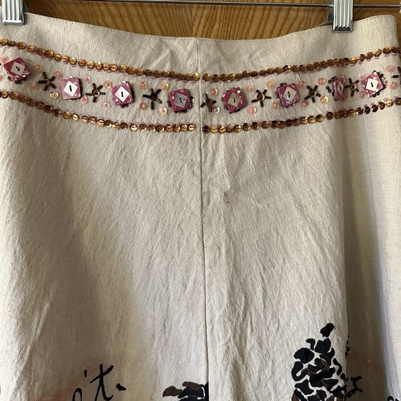Basil & Maude Skirt Sz 2 Beaded Embroidered A-Line Beige Silver Collection Women - Picture 2 of 15
